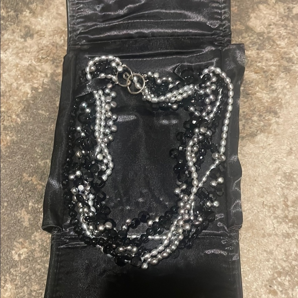 Elegant Black and Silver Beaded Necklace